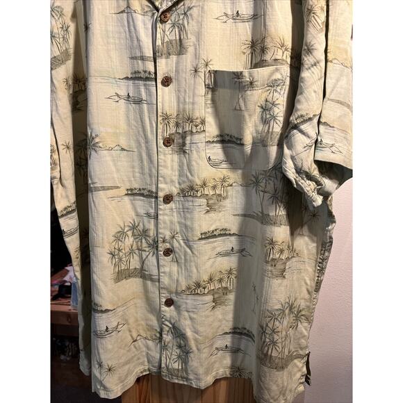 Boca Classics Men's XL Green Floral Short Sleeve Button Down Silk Hawaiian Shirt - Picture 10 of 16